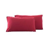 Bedding Lot de 2 taies d'oreiller unies en microfibre pour cheveux et peau, hypoallergéniques, douces, confortables et respirantes avec fermeture à enveloppe, rouge vin, 50 x 90 cm