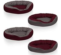 BedDog® lit pour Chien Sunny, Corbeille, Panier, canapé, Coussin Ovale pour Chien, Housse Amovible, Taille L, Cherry-Rock, Bordeaux/Gris