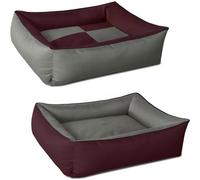BedDog Max Quattro 2en1, Bordeaux/Gris, XL env. 100x85 cm,Panier Corbeille, lit pour Chien, Coussin de Chien