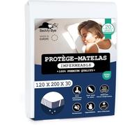 Beddy-Bye Protege Matelas 120x200 Impermeable Lot de 2 Respirant Infroissable Certifié Oeko-Tex - Alese 120x200 Impermeable avec 4 Coins Élastiques Éco-Responsable - Blanc