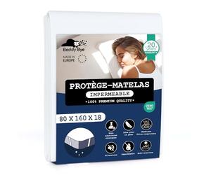 Beddy-Bye Protege Matelas 80x160 Impermeable Lot de 2 Respirant Infroissable Certifié Oeko-Tex - Alese 80x160 Impermeable avec 4 Coins Élastiques Éco-Responsable - Blanc