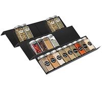 Bedeco Étagère à épices, tiroir à épices, tiroir extensible de 23 cm à 46 cm, en acier au carbone, étagère à épices avec 3 niveaux, organiseur de cuisine, tiroir, système de rangement