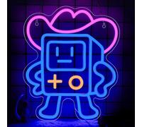 BedEuu Enseigne néon de jeu pour décoration murale, salle de jeux, motif cowboy et manette, alimentation USB, art LED pour joueurs, garçons, chambre d'enfant