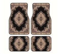 BedEuu Ensemble de 4 tapis de sol de voiture bohémien - Antidérapants toutes saisons, ajustement universel pour voitures, SUV, camions - Fibre de polyester de conception perse turque (tapis de voiture