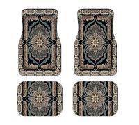 BedEuu Ensemble de 4 tapis de sol de voiture bohémien - Antidérapants toutes saisons, ajustement universel pour voitures, SUV, camions - Fibre de polyester de conception perse turque (tapis de voiture