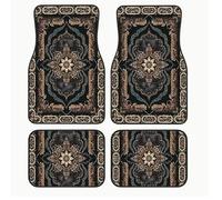 BedEuu Ensemble de 4 tapis de sol pour voiture à motif bohémien - Antidérapant, convient à toutes les saisons, universel pour voitures, SUV, camions - Fibre de polyester de conception perse turque