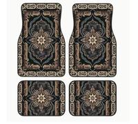 BedEuu Lot de 4 tapis de sol de voiture bohèmes, antidérapants, toutes saisons, ajustement universel pour voitures, SUV, camions - Motif persan en fibre de polyester (4)