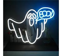BedEuu Panneau lumineux néon fantôme - Alimenté par USB à intensité variable Décoration murale pour Halloween, chambre, salle de jeux, fête - Blanc froid