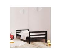 vidaXL Bedframe 75x190 cm massief grenenhout zwart821643 Noir G