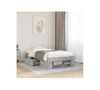 Cadre de lit gris béton 100x200 cm bois d'ingénierie, meuble de chambre à coucher, lit simple, sommier, lit, cadre de lit simple, châlit