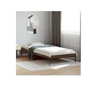 Bedframe bewerkt hout en metaal bruin eikenkleurig 100x200 cm845030