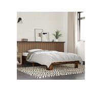 vidaXL Bedframe bewerkt hout en metaal gerookt eikenkleurig 75x190 cm845879 Marron G