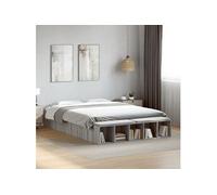 Vidaxl Cadre De Lit Sans Matelas Sonoma Gris 140x200 Cm Marron