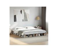 vidaXL Cadre de lit double Sonoma Gris 180x200 cm – Bois d'ingénierie, rangement