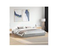 vidaXL Cadre de lit Sonoma - Sans matelas, sommier à lattes 200x200 cm, gris/marron