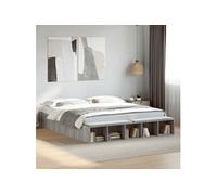 Bedframe bewerkt hout grijs sonoma eikenkleurig 200x200 cm3280543