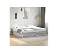 Vidaxl Cadre De Lit Sans Matelas Sonoma Gris 200x200 Cm Marron