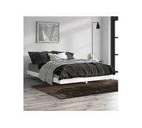 Vidaxl Cadre De Lit Sans Matelas Blanc Brillant 135x190 Cm Blanc