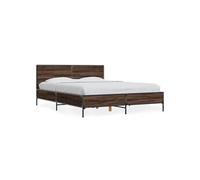 Bedframe bewerkt hout metaal bruin eikenkleur 135x190 cm3280031