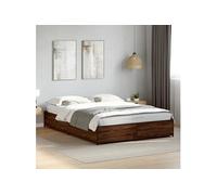 Bedframe bewerkt hout metaal bruin eikenkleur 140x190 cm3279856