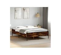 Bedframe bewerkt hout metaal gerookt eikenkleurig 150x200 cm3279794
