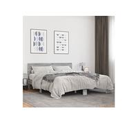 vidaXL Bedframe bewerkt hout metaal grijs sonoma eiken 150x200 cm3280190 Gris G