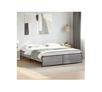 Vidaxl Cadre De Lit Sonoma Gris 180x200 Cm Bois D'ingénierie Et Métal Multicolore