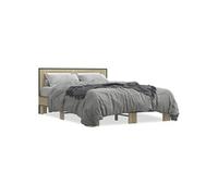 vidaXL Cadre de lit Chêne Sonoma 120x200 cm - Lit double, bois d'ingénierie et métal