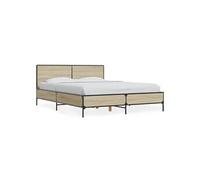 Bedframe bewerkt hout metaal sonoma eikenkleurig 135x190 cm3280028