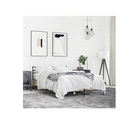 Bedframe bewerkt hout metaal sonoma eikenkleurig 140x200 cm3280043