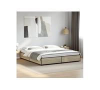 vidaXL Cadre de lit chêne Sonoma 180x200 cm Bois d'ingénierie et métal, lit, lit d'invité, lit Double, Meuble de Chambre à Coucher, sommier