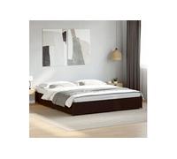 Bedframe bewerkt hout metaal zwart 200x200 cm3279822