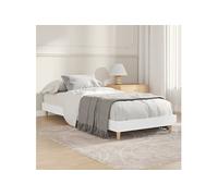 vidaXL Bedframe bewerkt hout wit 75x190 cm832101 Blanc G