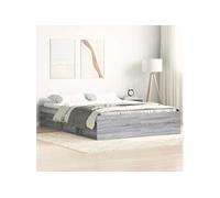 Vidaxl Cadre De Lit Sonoma Gris 120x190 Cm Petit Double Gris