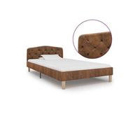 Cadre de Lit Marron Similicuir Daim 90x200 cm Rembourré Adulte Simple vidaXL