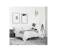 vidaXL Bedframe LED bewerkt hout metaal zwart 140x190 cm3280077 Noir G