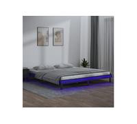 Bedframe LED massief hout grijs 120x190 cm820643