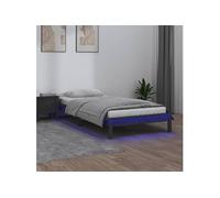 Bedframe LED massief hout grijs 90x190 cm820638