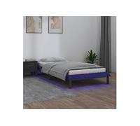 Bedframe LED massief hout grijs 90x200 cm820593