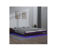 Bedframe LED massief hout honingbruin 140x200 cm820609