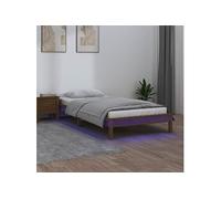 Bedframe LED massief hout honingbruin 90x190 cm820639