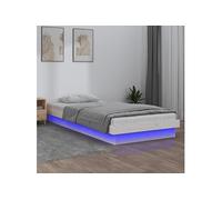Vidaxl Cadre De Lit À Led Blanc 100x200 Cm Bois Massif Blanc