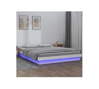 Bedframe LED massief hout wit 135x190 cm820013