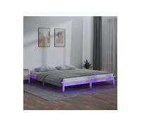 Bedframe LED massief hout wit 140x190 cm820652