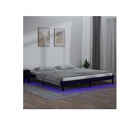 Vidaxl Cadre De Lit À Led Noir 120x190 Cm Petit Double Bois Massif Marron