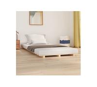 vidaXL Cadre de Lit Lit Double avec Sommier à Lattes Lit Adulte Meuble de Chambre à Coucher Intérieur Marron 75x190 cm 824593