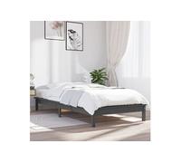 Cadre de Lit Sommier à Lattes Lit Adulte Lit Simple Cadre à Lattes sur Pied Chambre à Coucher Intérieur Gris 100x200 cm Bois de Pin Massif