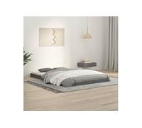 Vidaxl Cadre De Lit Gris 120x190 Cm Bois Pin Massif Petit Double Marron