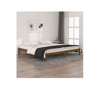 Bedframe massief grenenhout honingbruin 200x200 cm810388