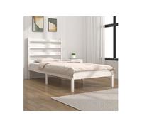 vidaXL Bedframe massief grenenhout wit 100x200 cm3103639 Blanc G